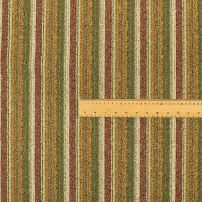 Bruges Stripe Vertical Striped Pattern Green Red Yellow Colour Jacquard Upholstery Fabrics CTR-694