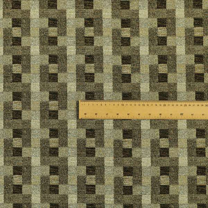 Bruges Stripe Geometric Square Pattern Grey Black Colour Upholstery Fabrics CTR-701