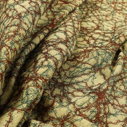 Bruges Modern Jacquard Tapestry Barbed Wire Pattern Red Beige Chenille Upholstery Fabrics CTR-704
