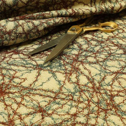 Bruges Modern Jacquard Tapestry Barbed Wire Pattern Red Beige Chenille Upholstery Fabrics CTR-704 - Roman Blinds