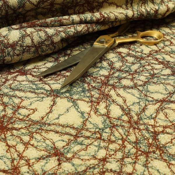 Bruges Modern Jacquard Tapestry Barbed Wire Pattern Red Beige Chenille Upholstery Fabrics CTR-704 - Made To Measure Curtains