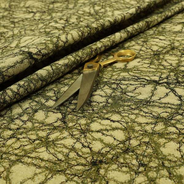 Bruges Modern Jacquard Tapestry Barbed Wire Pattern Green Beige Chenille Upholstery Fabric CTR-705