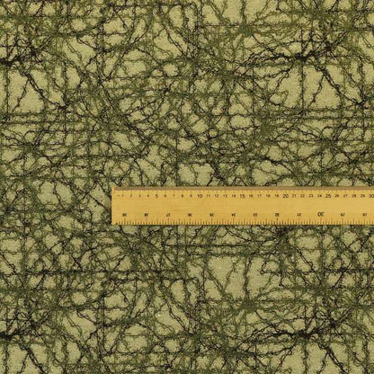 Bruges Modern Jacquard Tapestry Barbed Wire Pattern Green Beige Chenille Upholstery Fabric CTR-705 - Roman Blinds