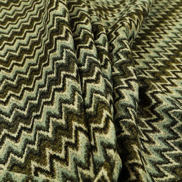 Bruges Stripe Tapestry Chevron Pattern Green Blue Colour Chenille Upholstery Fabrics CTR-706 - Roman Blinds