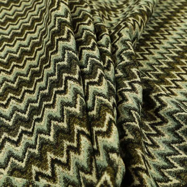 Bruges Stripe Tapestry Chevron Pattern Green Blue Colour Chenille Upholstery Fabrics CTR-706 - Handmade Cushions