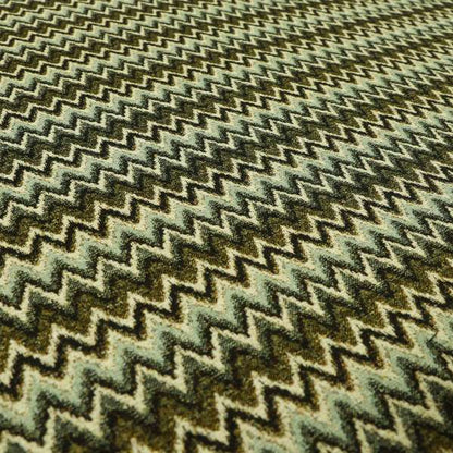 Bruges Stripe Tapestry Chevron Pattern Green Blue Colour Chenille Upholstery Fabrics CTR-706 - Made To Measure Curtains