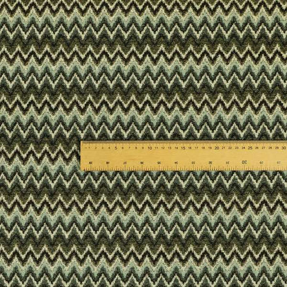 Bruges Stripe Tapestry Chevron Pattern Green Blue Colour Chenille Upholstery Fabrics CTR-706 - Handmade Cushions