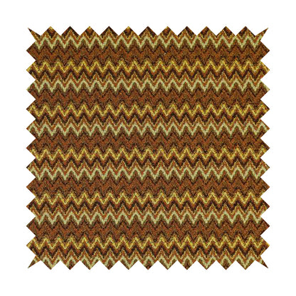 Bruges Stripe Tapestry Chevron Pattern Orange Red Colour Chenille Upholstery Fabrics CTR-707 - Roman Blinds