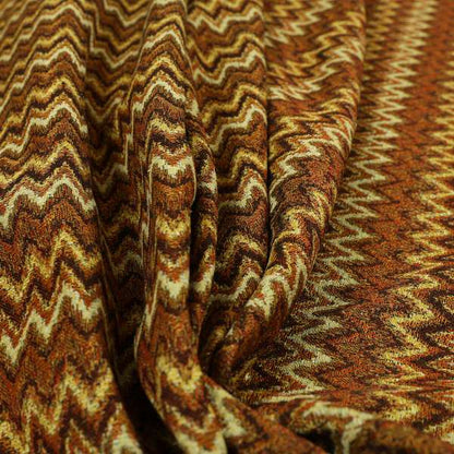 Bruges Stripe Tapestry Chevron Pattern Orange Red Colour Chenille Upholstery Fabrics CTR-707 - Roman Blinds