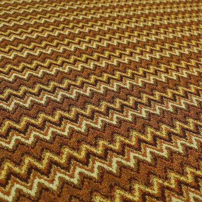 Bruges Stripe Tapestry Chevron Pattern Orange Red Colour Chenille Upholstery Fabrics CTR-707 - Roman Blinds