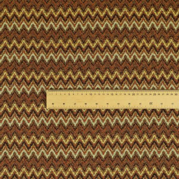 Bruges Stripe Tapestry Chevron Pattern Orange Red Colour Chenille Upholstery Fabrics CTR-707 - Roman Blinds