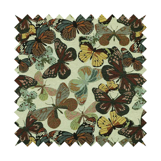 Bruges Life Colourful All Over Butterfly Pattern Jacquard Chenille Upholstery Fabrics CTR-708