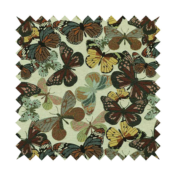 Bruges Life Colourful All Over Butterfly Pattern Jacquard Chenille Upholstery Fabrics CTR-708 - Made To Measure Curtains