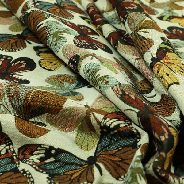 Bruges Life Colourful All Over Butterfly Pattern Jacquard Chenille Upholstery Fabrics CTR-708 - Made To Measure Curtains