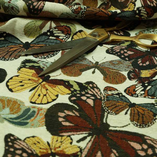 Bruges Life Colourful All Over Butterfly Pattern Jacquard Chenille Upholstery Fabrics CTR-708 - Roman Blinds