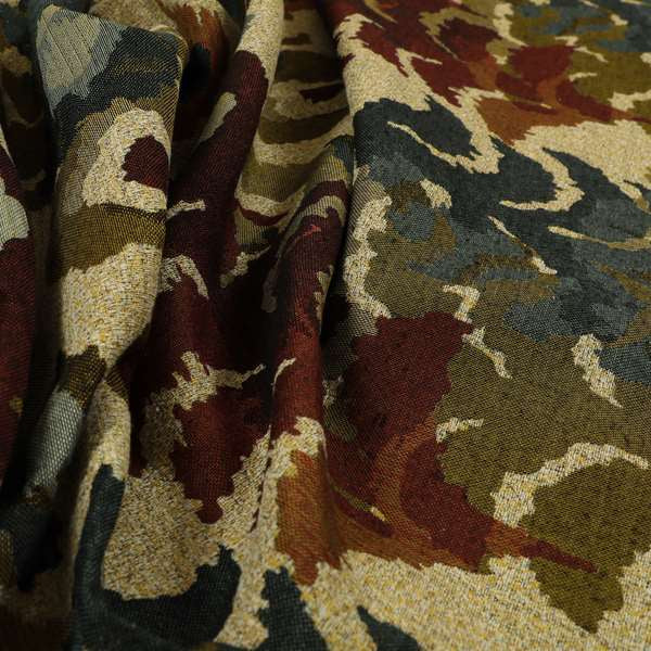 Bruges Life Wild Jungle Stripe Pattern Red Blue Green Jacquard Upholstery Fabrics CTR-712