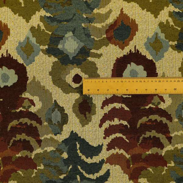 Bruges Life Wild Jungle Stripe Pattern Red Blue Green Jacquard Upholstery Fabrics CTR-712 - Roman Blinds