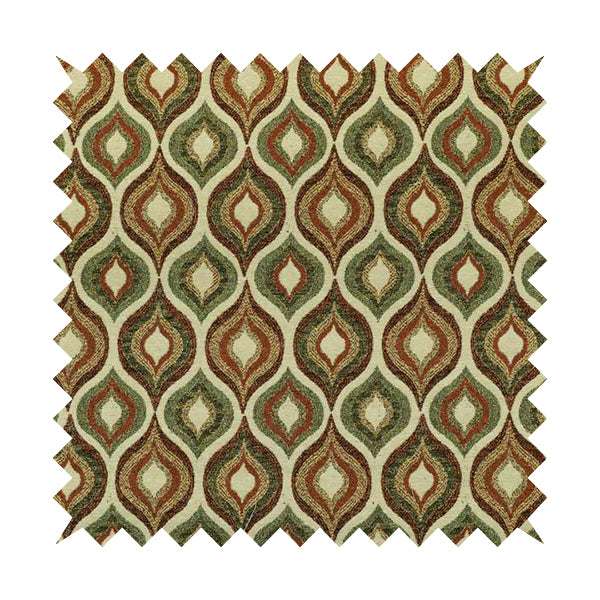 Bruges Life Tuilp Onion Eye Lid Pattern Red Green Orange Jacquard Upholstery Fabric CTR-713