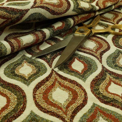 Bruges Life Tuilp Onion Eye Lid Pattern Red Green Orange Jacquard Upholstery Fabric CTR-713 - Roman Blinds