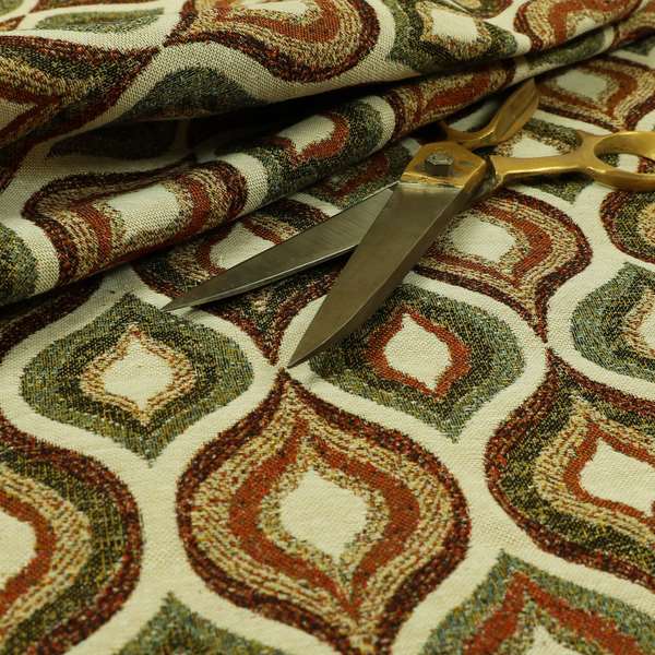 Bruges Life Tuilp Onion Eye Lid Pattern Red Green Orange Jacquard Upholstery Fabric CTR-713 - Made To Measure Curtains