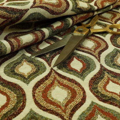 Bruges Life Tuilp Onion Eye Lid Pattern Red Green Orange Jacquard Upholstery Fabric CTR-713