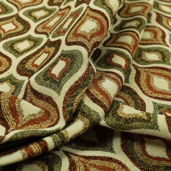 Bruges Life Tuilp Onion Eye Lid Pattern Red Green Orange Jacquard Upholstery Fabric CTR-713 - Made To Measure Curtains