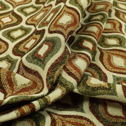 Bruges Life Tuilp Onion Eye Lid Pattern Red Green Orange Jacquard Upholstery Fabric CTR-713
