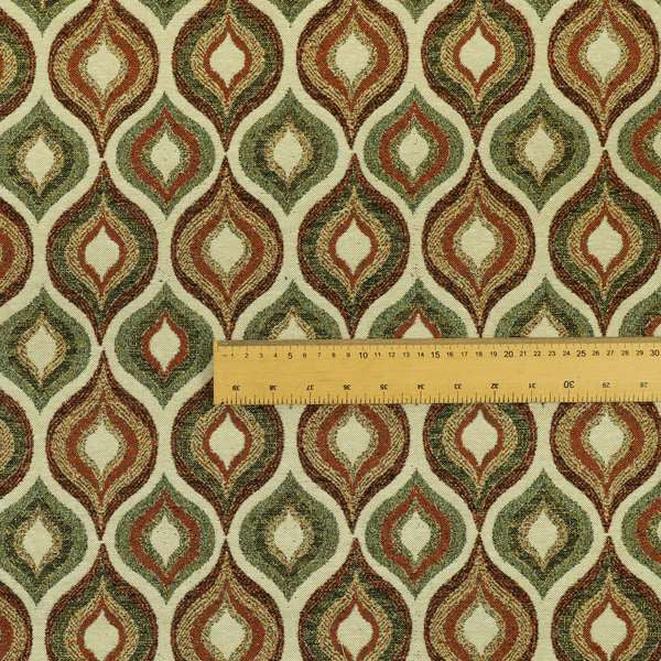 Bruges Life Tuilp Onion Eye Lid Pattern Red Green Orange Jacquard Upholstery Fabric CTR-713 - Handmade Cushions