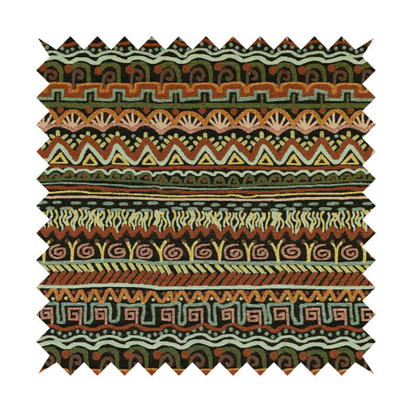 Bruges Stripe Multi Geometric Shaped Stripe Pattern Black Chenille Upholstery Fabric CTR-718 - Roman Blinds