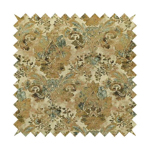 Bruges Life All Over Floral Damask Beige Colour Chenille Jacquard Upholstery Fabrics CTR-720 - Roman Blinds