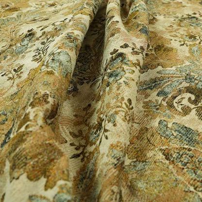 Bruges Life All Over Floral Damask Beige Colour Chenille Jacquard Upholstery Fabrics CTR-720 - Roman Blinds