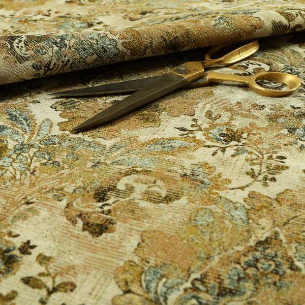 Bruges Life All Over Floral Damask Beige Colour Chenille Jacquard Upholstery Fabrics CTR-720 - Made To Measure Curtains