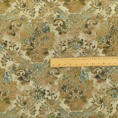 Bruges Life All Over Floral Damask Beige Colour Chenille Jacquard Upholstery Fabrics CTR-720