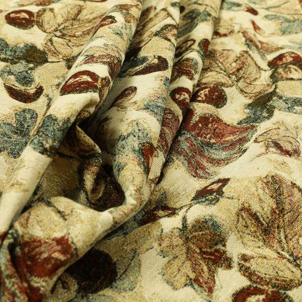 Bruges Life Red Apple Fruits Theme Pattern Chenille Jacquard Upholstery Fabrics CTR-721 - Made To Measure Curtains