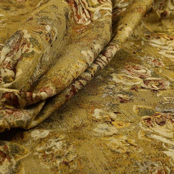 Bruges Life All Over Floral Pattern Green Colour Chenille Jacquard Upholstery Fabrics CTR-724 - Made To Measure Curtains