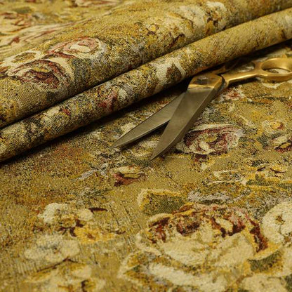 Bruges Life All Over Floral Pattern Green Colour Chenille Jacquard Upholstery Fabrics CTR-724 - Made To Measure Curtains