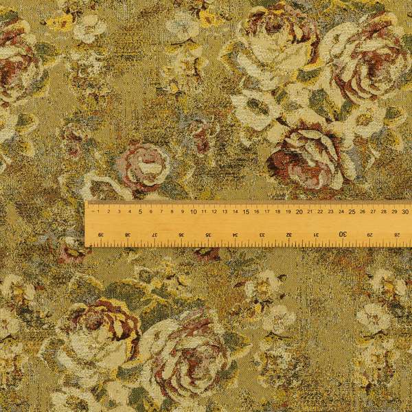 Bruges Life All Over Floral Pattern Green Colour Chenille Jacquard Upholstery Fabrics CTR-724