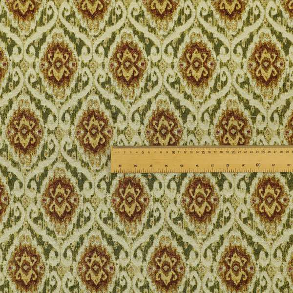 Bruges Modern Green White All Over Damask Pattern Chenille Jacquard Upholstery Fabrics CTR-726 - Roman Blinds