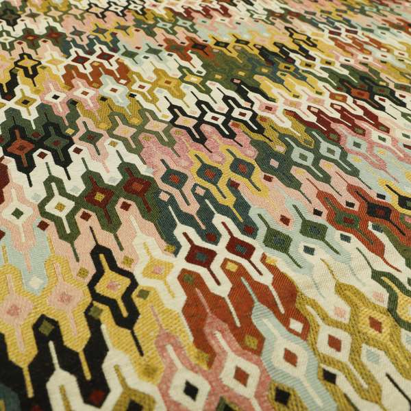 Bruges Modern Multi Coloured Full All Over Needle Geometric Pattern Jacquard Upholstery Fabrics CTR-728