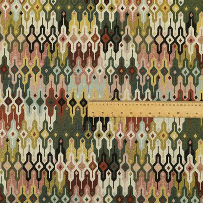 Bruges Modern Multi Coloured Full All Over Needle Geometric Pattern Jacquard Upholstery Fabrics CTR-728