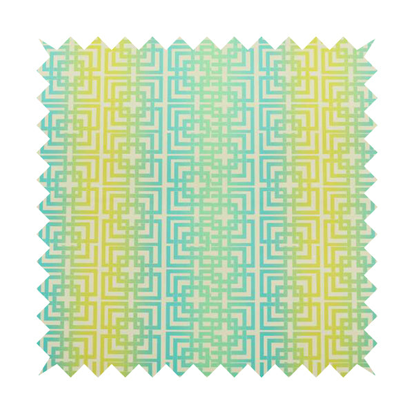 Freedom Printed Velvet Fabric Collection Modern Maze Pattern In Blue Green Colour Upholstery Fabric CTR-73 - Roman Blinds