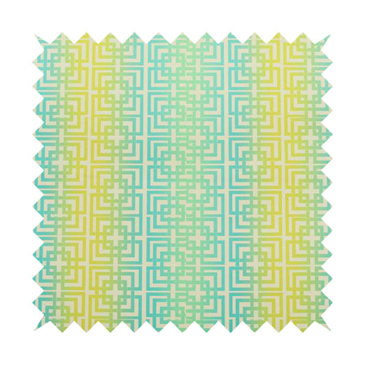 Freedom Printed Velvet Fabric Collection Modern Maze Pattern In Blue Green Colour Upholstery Fabric CTR-73