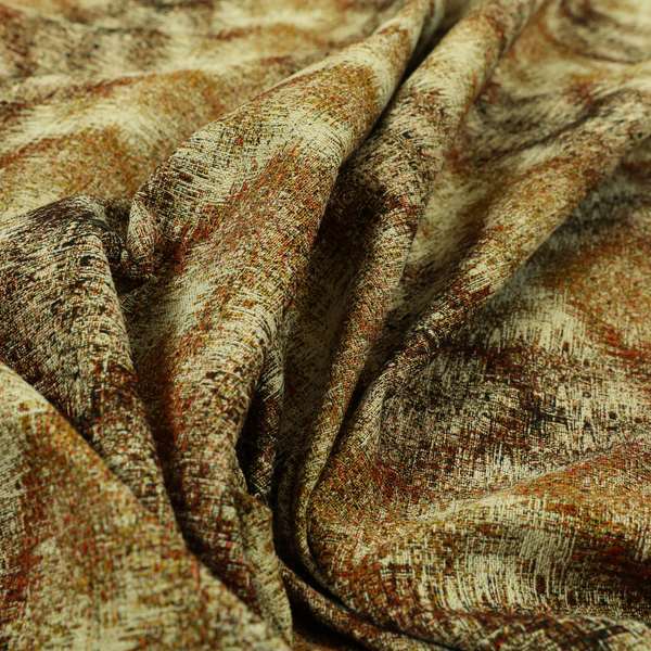 Bruges Striped Brown Orange Wave Striped Mountain Pattern Chenille Upholstery Fabrics CTR-731 - Made To Measure Curtains