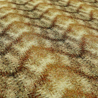 Bruges Striped Brown Orange Wave Striped Mountain Pattern Chenille Upholstery Fabrics CTR-731 - Roman Blinds