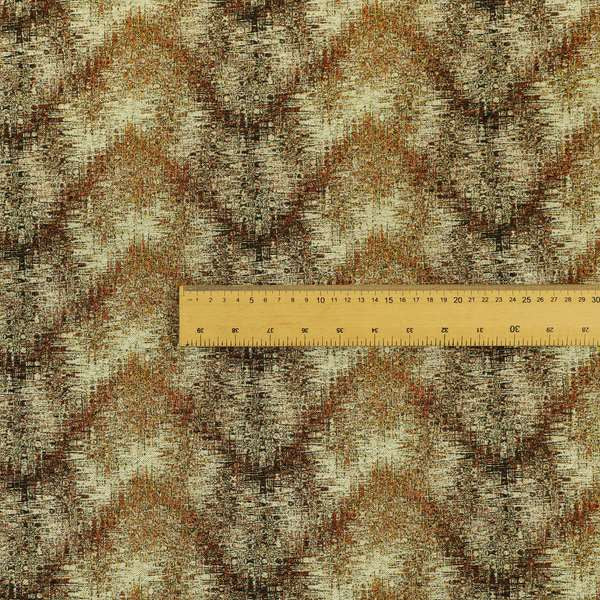 Bruges Striped Brown Orange Wave Striped Mountain Pattern Chenille Upholstery Fabrics CTR-731