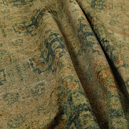 Bruges Modern Green Orange Carmouflage Full Pattern Chenille Upholstery Fabrics CTR-732 - Roman Blinds