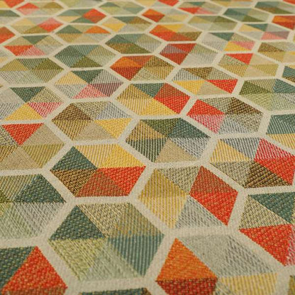 Arcadia Geometric Hexagon Pattern Silver Multicolour Chenille Upholstery Fabric CTR-738 - Roman Blinds