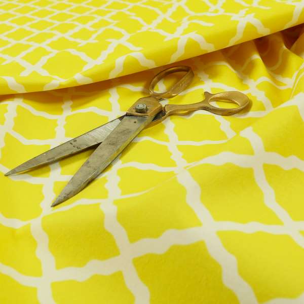 Freedom Printed Velvet Fabric Collection Modern Yellow Colour Pattern Upholstery Fabric CTR-74 - Made To Measure Curtains