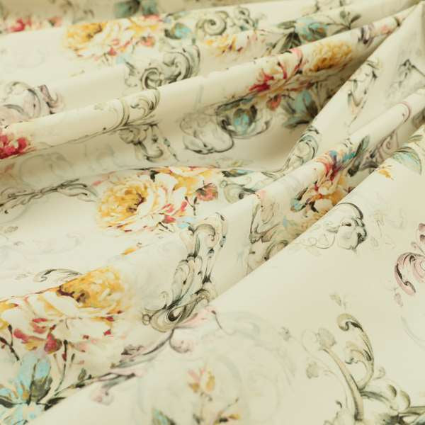 Freedom Printed Velvet Fabric Collection Floral Pattern Upholstery Fabric CTR-75 - Roman Blinds