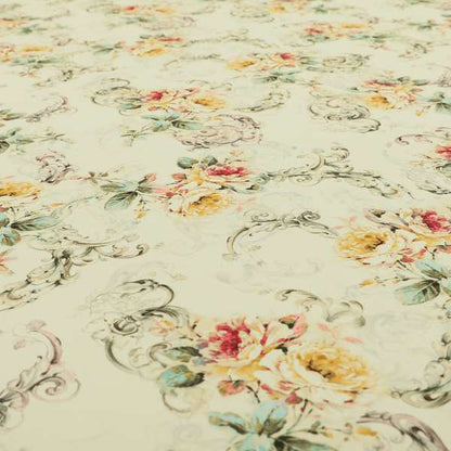 Freedom Printed Velvet Fabric Collection Floral Pattern Upholstery Fabric CTR-75 - Made To Measure Curtains